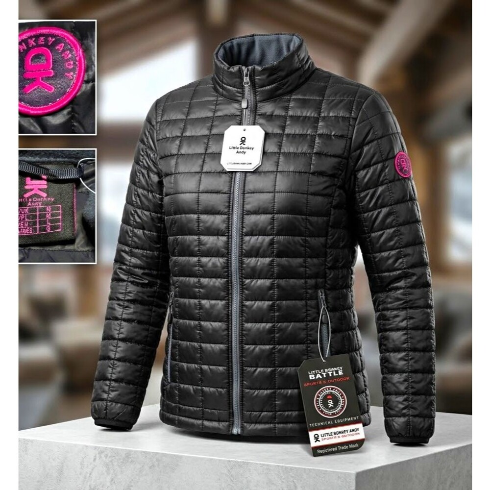 Little Donkey Andy Women's Black Lightweight Quilted Full Zip Puffer Jacket M